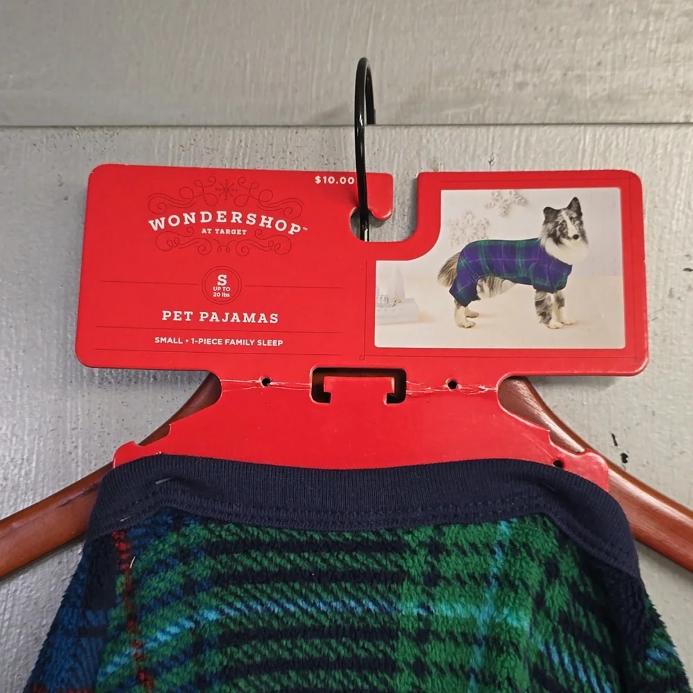 Wondershop Blue‎ and Green Plaid Pet pajamas  Size Small up to 20 pounds NWT